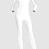 White Long Sleeved Back Zipped Stirruped Catsuit - Front