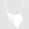 White Nylon Lycra Sleeveless Thong Leotard - Back
