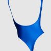 Royal Blue Nylon Lycra Sleeveless Thong Leotard - Back