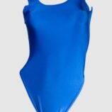 Royal Blue Nylon Lycra Sleeveless Thong Leotard - Front
