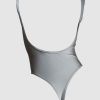 Silver Nylon Lycra Sleeveless Thong Leotard - Back