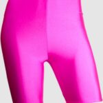 Fluorescent Pink Nylon Lycra Unisex Cycling Shorts - Front