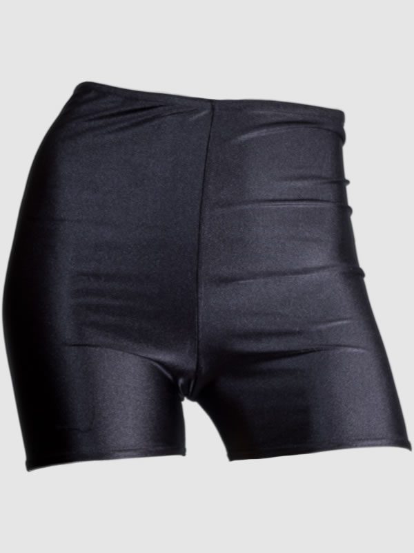 Black Nylon Lycra Hotpants - Front